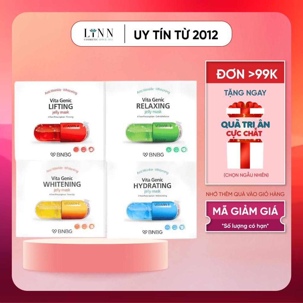 Mặt nạ BNBG hộp 10 miếng VitaGenic Jelly Mask dưỡng da cấp ẩm - mặt nạ giấy bnbg chính hãng Hàn Quốc