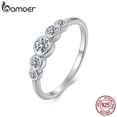 Bamoer 925 Sterling Sliver Ring Claasic Moissanite 0.38ct Trang Sức Thời Trang Quà Tặng Cho Nữ
