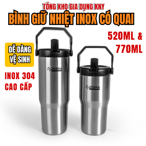 Bình Giữ Nhiệt ZEBRA Jiffy II Có Quai Xách, Dung Tích 520ml & 770ml – Giữ Nhiệt Lâu, Tiện Dụng, Dễ M