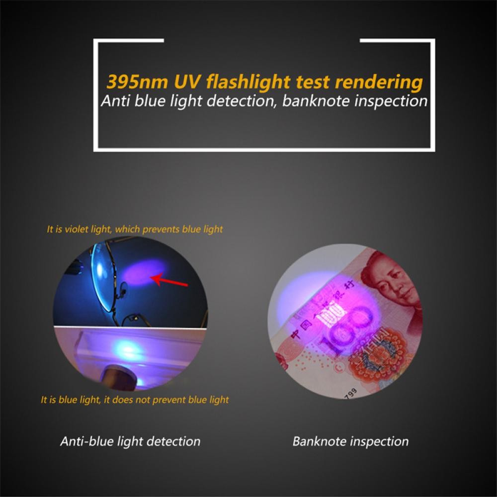 Mt 365 / 395nm Đèn bỏ túi Mini bằng thép không gỉ Led 365 / 395 Đèn pin UV Đèn pin siêu tím để phát 