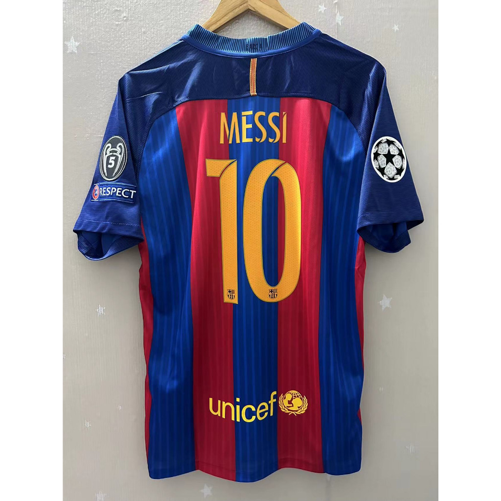 S-XXL Jersey Bóng Đá Barcelona 16-17 Chất Liệu Cao Cấp - Phong Cách Retro Messi Neymar Jr