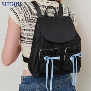 Shihui Ba lô nữ phong cách múa ba lê Hàn Quốc nơ nữ sức chứa lớn đi lại túi đi học nylon đa năng