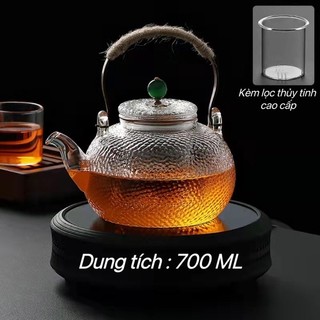 Ấm Thủy Tinh Pha Trà có lưới lọc 700 ml (900 ml)