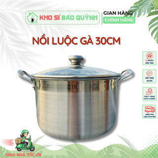 Nồi luộc gà inox đường kính 30cm fiveramic - nồi inox nắp kính dung tích trên 8l - fiveramic30