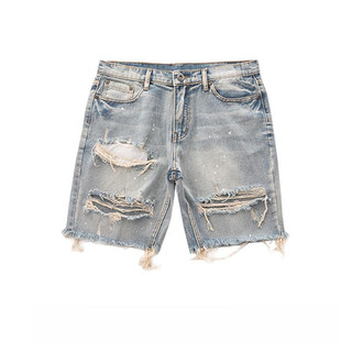 Quần Short Nam Rách Frayed Chấm Bi plus Size Quần Short Denim