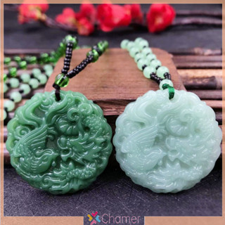 [Chamer] Thời Trang Phong Cách Dân Tộc Trung Quốc Thủy Tinh Tay Khắc Rồng Mặt Dây Chuyền Vòng Cổ Bùa Hộ Mệnh Nữ Người May Mắn Món Quà Trang Sức MỚI