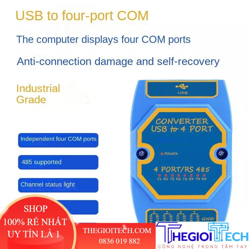 USB cách ly công nghiệp từ cáp nối tiếp RS485 4 kênh dành cho bộ chuyển đổi giao tiếp cổng COM - kit2