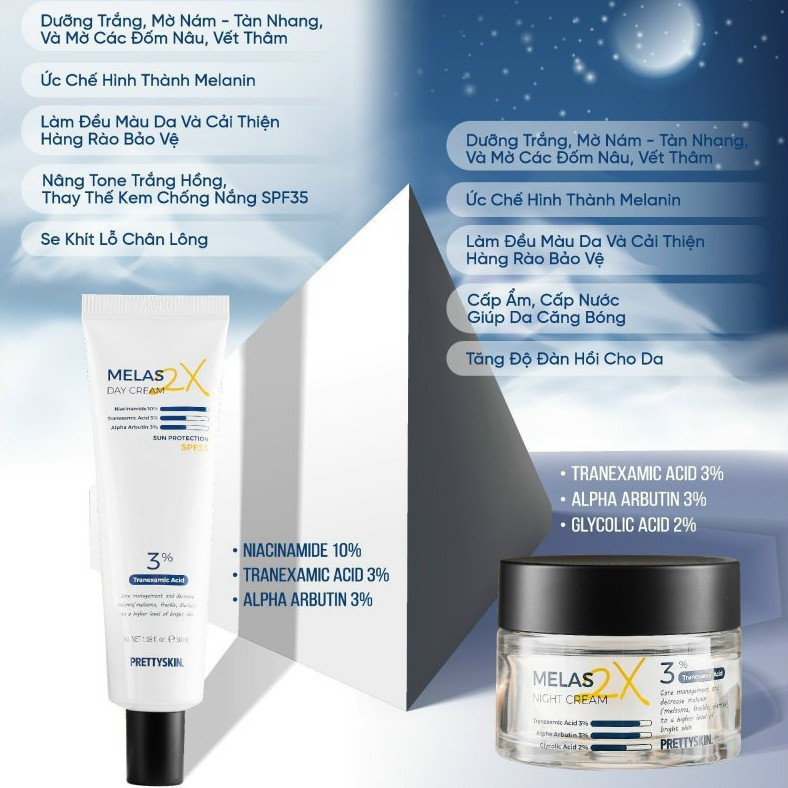 Kem Nám Melas 2X Prettyskin Dưỡng Trắng Da Mờ Thâm Nám Pretty skin 50ml