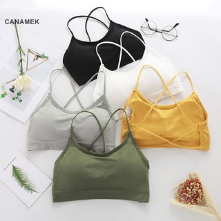 Canamek nữ đeo chéo thể thao áo ngực đẩy lên áo ngực thể thao top yoga tập gym crop top brassiere thể dục top thể thao thoáng khí làm đẹp lưng áo ngực mới