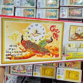 Tranh đính đá cha mẹ đồng hồ vs063 chưa đính