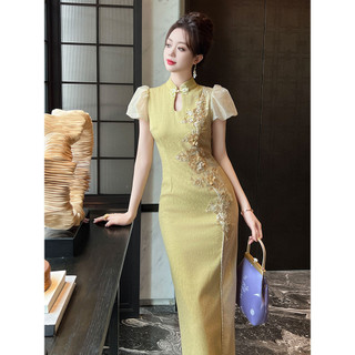 Mùa Hè 2024 Phong Cách Mới Thêu Kim Sa Lấp Lánh Phong Cách Trung Hoa Mới Cải Tiến Đầm Sườn Xám Sang Trọng Cao Cấp Hông Váy 21150