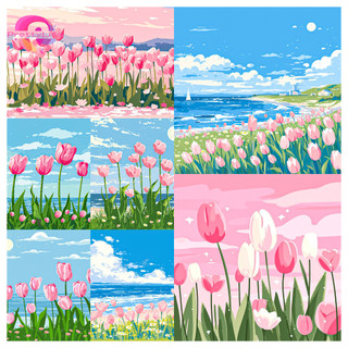 [Pl] Phong cảnh hoa tulip 5d Kim cương sơn đầy đủ Nhãn dán kim cương Phòng khách Giấy dán tường Tranh kim cương Phòng ngủ Trang trí nhà hàng Đồ nội thất gia đình 30x30cm