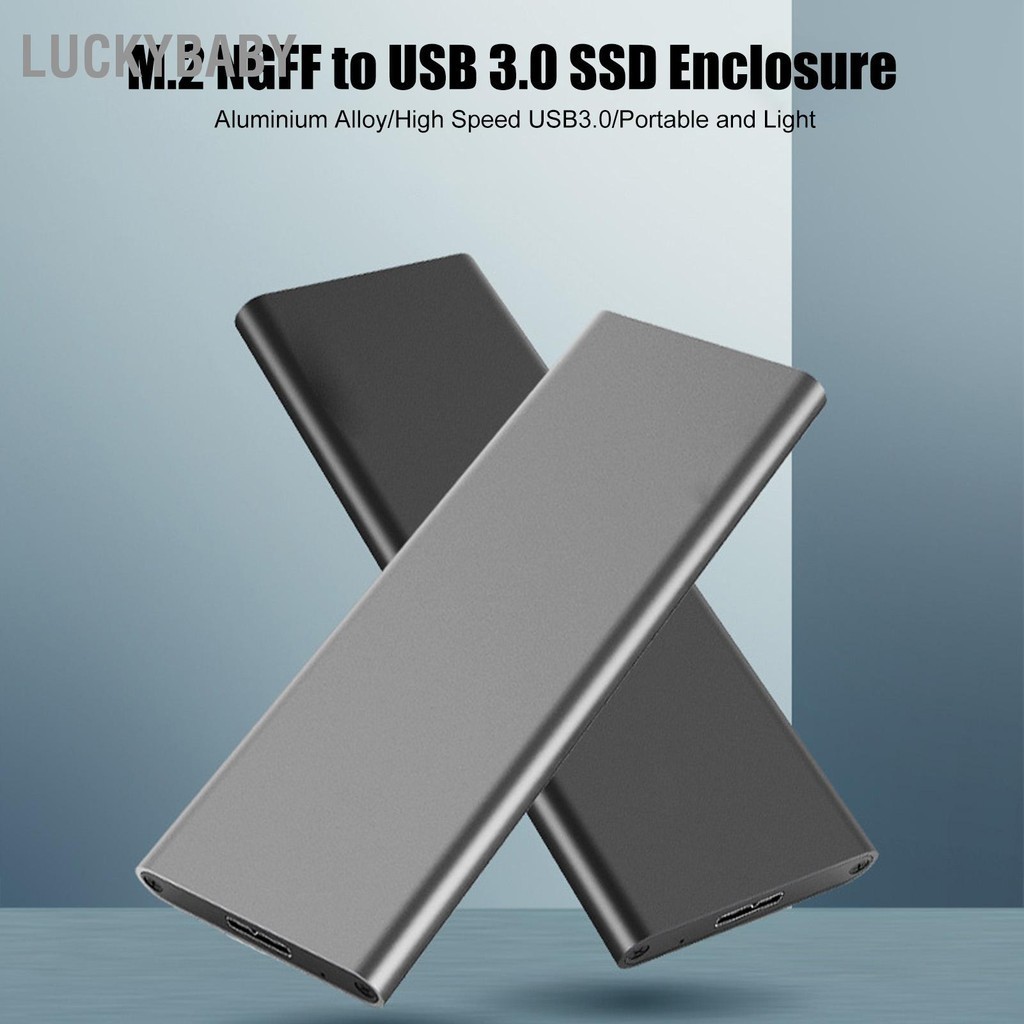 LUCKYBABY Vỏ SSD SATA M.2 NGFF sang USB 3.0 Hợp kim nhôm Chức năng WTG Hộp đựng ổ cứng cho Laptop Máy tính để bàn