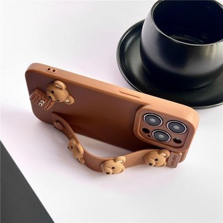 Ốp lưng IPhone hợp thời trang IPhone 7 Plus 8 Plus IPhone 11 Pro MAX IPhone 12 Pro MAX IPhone 12 13 14 15Pro MAX IPhone 14 15Pro IPhoneX XR XS MAX Vỏ dây đeo cổ tay đầu gấu hoạt hình