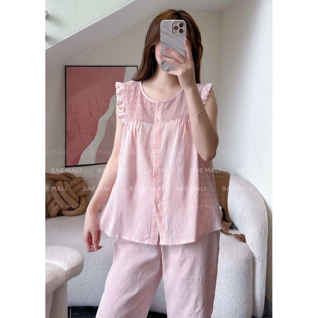 BAE MALI - Bộ mặc nhà dáng lửng thô boil SP413