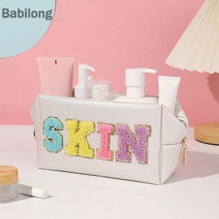  Túi đựng mỹ phẩm du lịch Chenille Letter Túi đựng mỹ phẩm PU dung tích lớn dành cho nữ bé gái