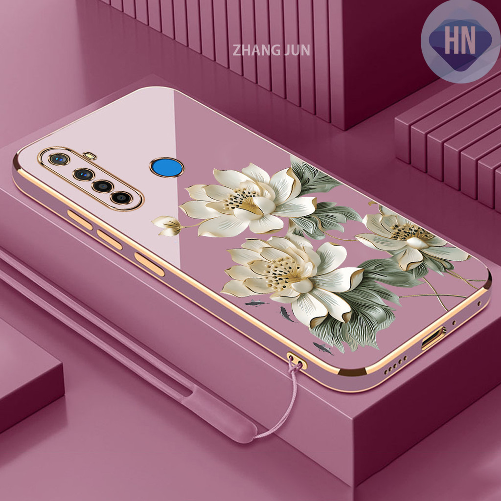 Ốp lưng Realme 5 5i 6i c3 5 pro họa tiết sen tùy chỉnh vỏ TPU silicon mạ điện