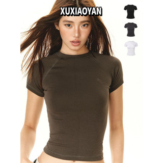 XUXIAOYAN áo phông áo thun nữ croptop baby tee Trendy Cổ điển thời trang Minimalist A29J1QC 22Z240526