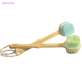 [Mer] 1 Bàn Chải Silicon Đầu Chà Lưng Bàn Chải Tắm Có Tay Cầm Dài Da Khô Tẩy Tế Bào Chết Massage Toàn Thân Dụng Cụ Vệ Sinh VN