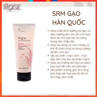 Sữa Rửa Mặt Gạo The Face Shop Hàn Quốc 150ml Làm Trắng Da Rice Water Bright Cleansing Foam