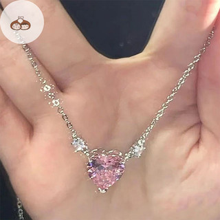 Ars sáng bóng pha lê zircon hồng trái tim vòng cổ mặt dây chuyền nữ cô gái tiệc quyến rũ trang sức thời trang vòng cổ xương đòn dây chuyền quà tặng vn