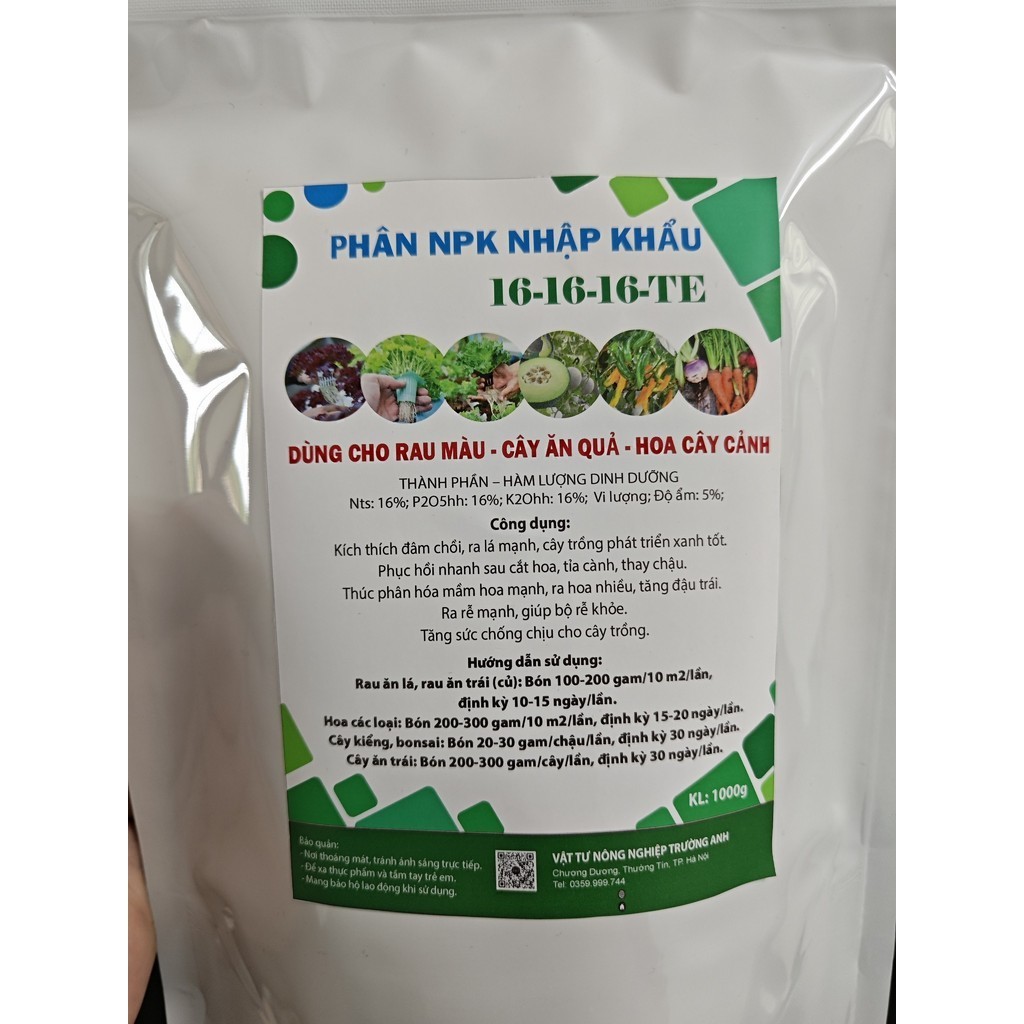 1KG Phân bón NPK 16-16-16-TE NHẬP KHẨU CHÂU ÂU