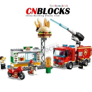 City Series Burger Bar Khối xây dựng cứu hỏa Lắp ráp đồ trang trí Đồ chơi trẻ em Quà tặng