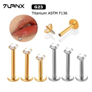 1 Cái G23 Titan với Zircon Không Gây Dị Ứng Bên Trong Sợi Môi Labret Stud Sụn Bông Tai Xoắn Xuyên 16Gauge Trang Sức Cơ Thể