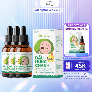 Combo 3 Dầu Húng Chanh BABILA Thơm Ngon Dễ Uống, Hỗ Trợ Lợi Phế, Trừ Đờm, Giảm Ho Cho Bé Từ 1 Tháng Tuổi Lọ 30ML
