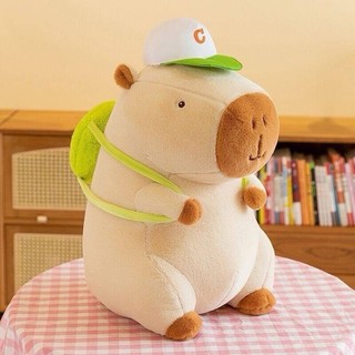 Gấu bông chuột Capybara Đeo Balo Rùa Xanh, Đồ Capybara Chuột Lang nước Nhồi Bông - Thingkids