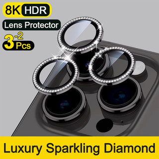 Dành cho iphone 15 plus 11 12 13 14 pro max 13 mini kim cương ống kính máy ảnh kim loại vòng bảo vệ nắp với kính cường lực
