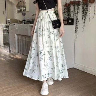 Daxingzhea-line Váy Nữ Co Giãn Cao Cấp Giữa Chiều Dài Váy Drape Cross-Covering Graffiti Ô