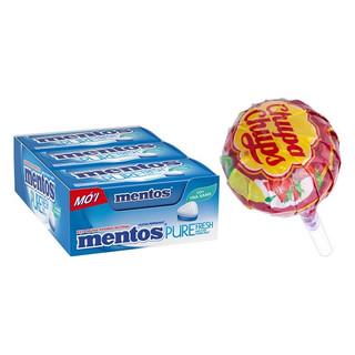 Combo 6 Hũ Kẹo Ngậm Không Đường Mentos Bạc Hà Mạnh + 10 Que Kẹo Mút Chupa Chups Hương Trái Cây