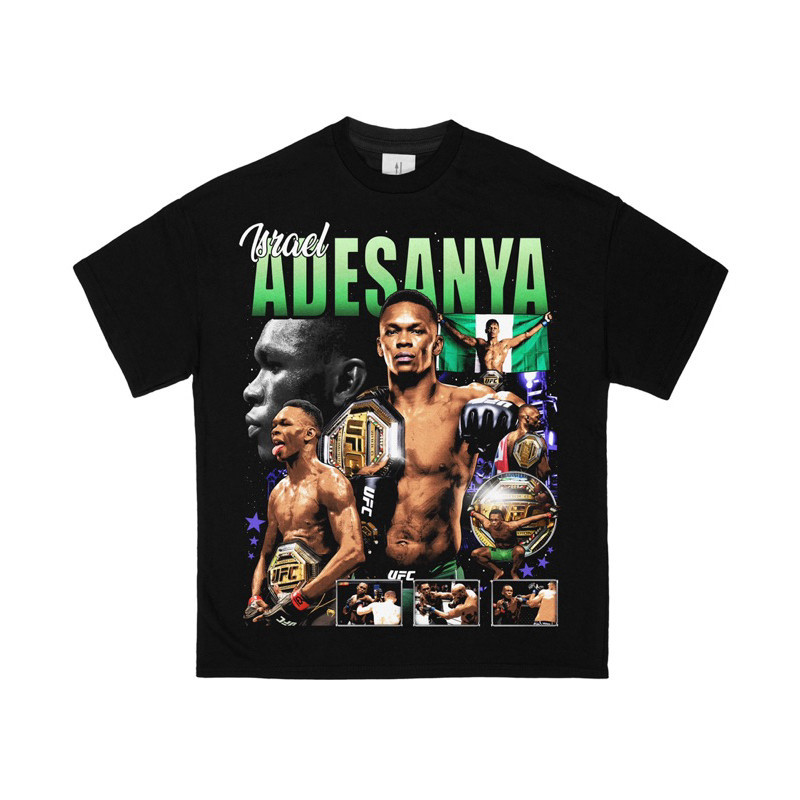 Áo thun oversized | UFC | Áo thun bốt cổ điển israel adesanya Cotton combad 20s Premium màu đen S-5X