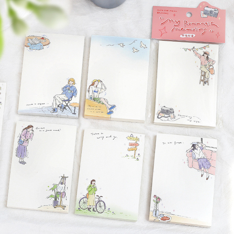 Mr. Paper 80 vé/túi tờ Phong cách văn nghệ Người vẽ tranh minh hoạ Cuộc sống hàng ngày Cô gái nhân vật lưu ý Tài liệu trang trí biên giới trang trí nhật ký sáng tạo Giấy thông báo Ghi chú ghi nhớ