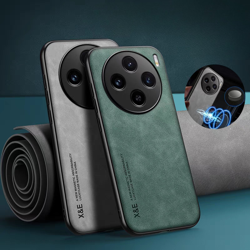 Ốp điện thoại mềm da lộn từ tính cho Vivo X100S X100 Pro X100 Ultra X70 X80 X90 Pro Vỏ điện thoại