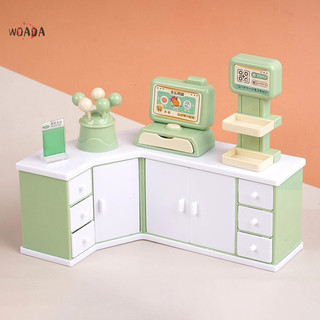 Woada 1: 12 nhà búp bê thu nhỏ thu ngân quầy lưu trữ mô hình siêu thị trang trí đồ chơi nhà búp bê phụ kiện vn