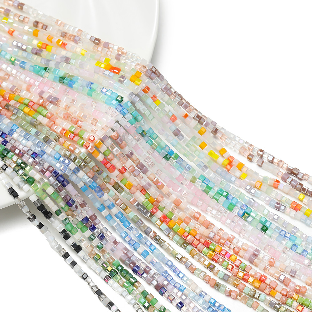 St. kunkka 2.5mm Pha Lê Hạt Vuông Nhỏ 170 Chiếc Màu Hỗn Hợp Pha Lê Mặt Hạt Cho DIY Vòng Tay Vòng Cổ Làm