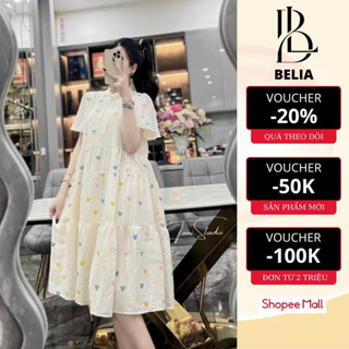  Đầm babydoll dáng dài dự tiệc hai lớp chất vải đũi mềm mát xinh xắn thời trang BELIA 