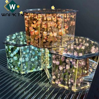  Wapkty Tulip Hình Bát Giác Đèn Ngủ Trang Trí Nhà Cửa Gói Chất Liệu DIY Gương Hoa Tulip Handmade Quà Tặng Đèn Ngủ LED Trang Trí Máy Tính Để Bàn Đèn Đầu Giường Đèn Bàn Tulip Cho Phòng Khách 