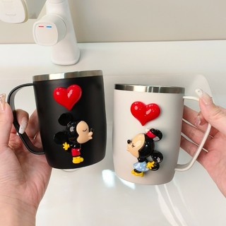 Cốc Nước súc miệng cặp đôi hoạt hình sáng tạo dễ thương cốc rửa mặt Mickey Minnie Cốc đánh răng cốc dụng cụ đánh răng cốc đựng cà phê bằng thép không gỉ