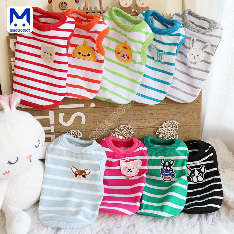 Puppy Puppy Puppy Puppy Kitten Quần áo nhiều màu Dải vá Quần áo chó sữa Xuân hè Sản phẩm mới