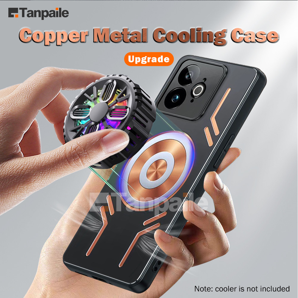 Tanpaile cho Realme GT7 PRO Racing Case cho Realme GT7 Case Vỏ làm mát bằng kim loại bằng đồng Vỏ là
