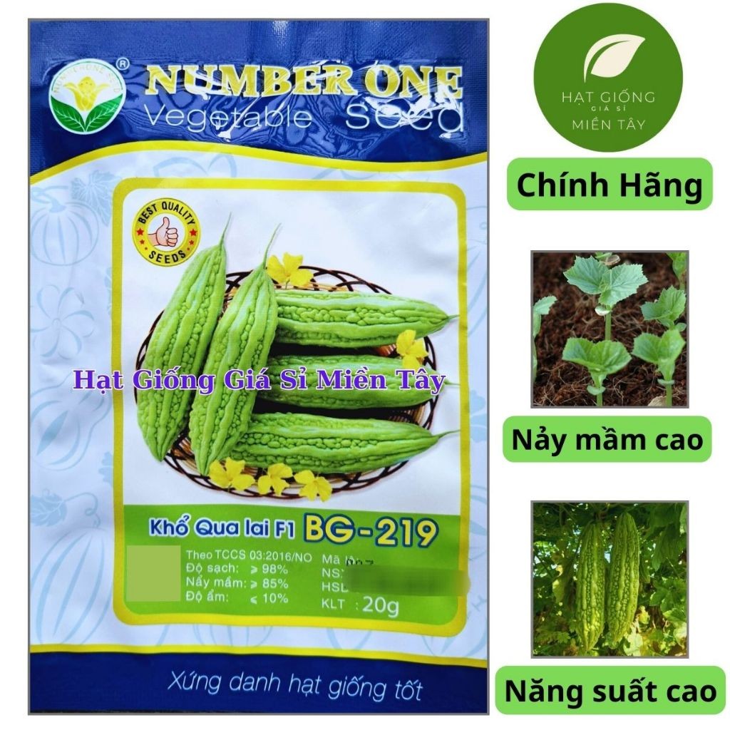 Hạt Giống Khổ Qua Lai F1 BG-219 NUMBER ONE (GÓI 20G) - Trái màu xanh, dài, thịt trái dày, kháng bệnh