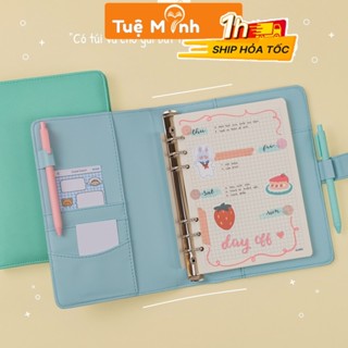 Sổ còng Klong bìa da PU Caro 5x5 A5 100 trang VPP Tuệ Minh MS 992 bìa Pastel File Binder cao cấp