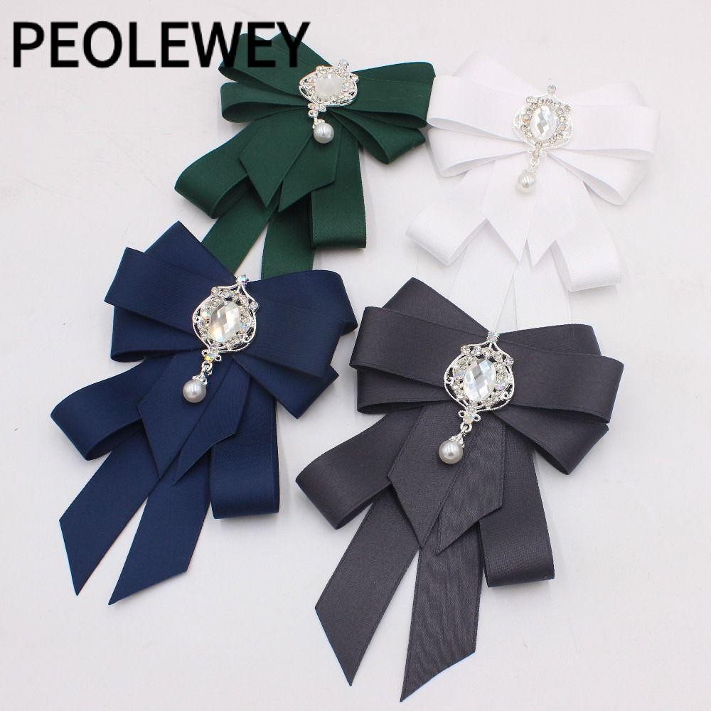 PEOLEWEY  Nơ, Pha Lê Đính Kim Cương Giả Ruy Băng Nơ, Retro Handmade Vải Nghệ Thuật Ruy Băng Dây Buộc