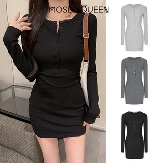  MOESSQUEEN  Đầm Tính Khí 2024 Mới HOT Girl Gợi Cảm Giảm Béo Đen Đầm Dài HOT Quần Áo Nữ #62257 