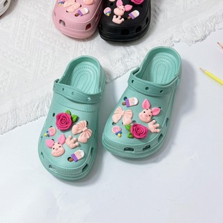  ASF2029-F002   HOA HỒNG mix HEO PEPPA   Dép sục phối sticker trái cây mix dễ thương đa dạng màu sắc chất Eva thoáng khí 