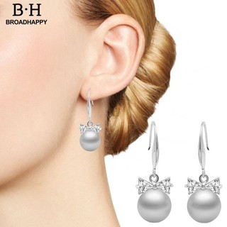 Bh _ 1 cặp nữ móc bông tai ngọc trai giả kim cương giả trang trí nơ ngắn bông tai dự tiệc cưới tòn ten bông tai tai trang sức bông tai thả