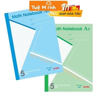 Vở Klong 200 trang VPPTUEMINH A4 Caro 5x5 Ms 298 [Chọn Màu] Math Notebook vẽ hình tiện lợi, sổ Klong
